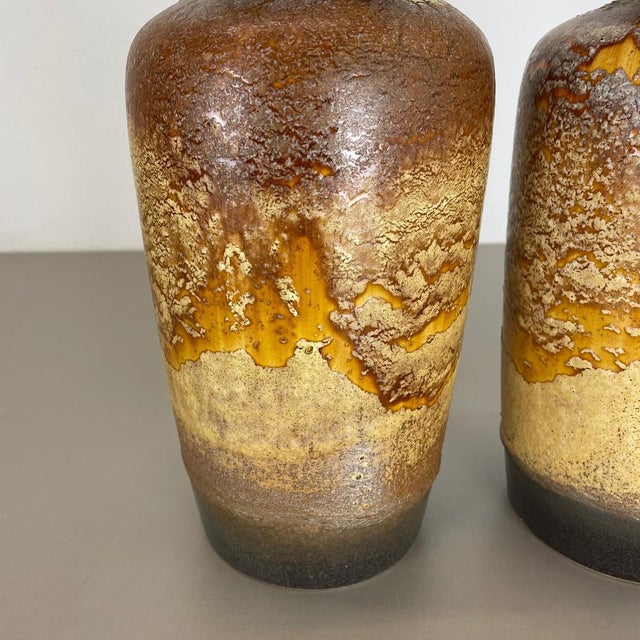 Ceramic Pottery Fat Lava Desert Vases attributed to Scheurich, Germany, 1970s, Set of 2 For Sale - Image 7 of 18