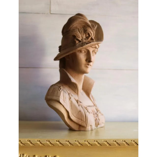 Wood Hand Carved Female Bust in Linden Wood, 1800s For Sale - Image 7 of 8