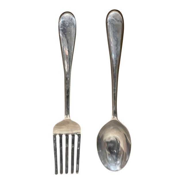 1970s Curtis C Jere Giant Fork & Spoon Pop Art Wall Sculptures - a Pair For Sale