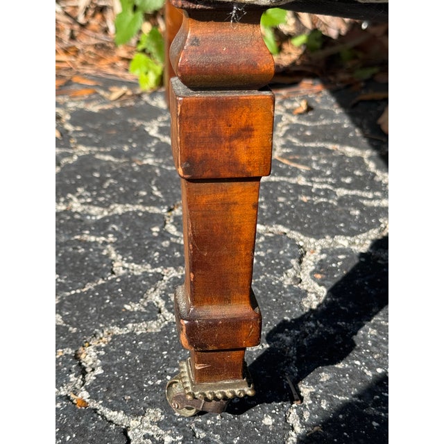 Vintage Floral Upholstered Slipper Chair | Armless Accent Chair With Carved Wood Legs For Sale In Tampa - Image 6 of 11