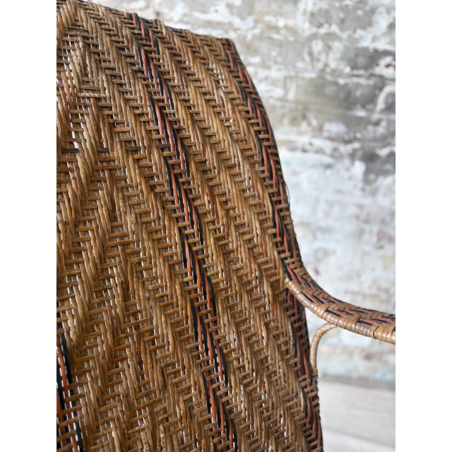 1970s Vintage Wicker and Rattan Rocking Chair For Sale - Image 5 of 8