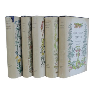 Scandinavian Books of Poems With Floral Motif - Set of 5 For Sale