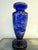Arts & Crafts 20th Century Snow Painted Monumental Cobalt Blue Gold Relief Glass Vase For Sale - Image 3 of 9