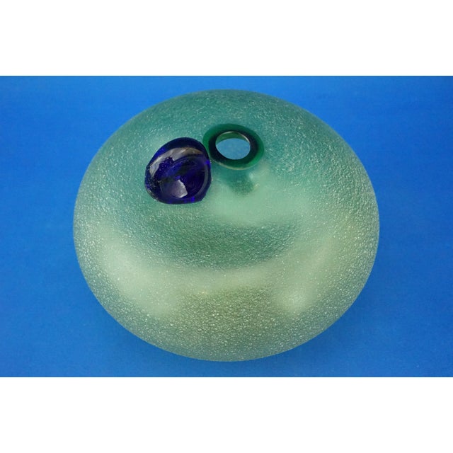 Vintage Italian Green Murano Glass Globular Vase by Alfredo Barbini, 1950s For Sale - Image 11 of 18