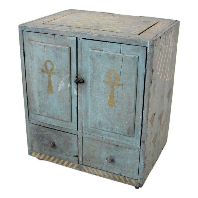 Folk Art Ankh Cabinet From Salvaged Wood, Outsider Art 20th Century For Sale