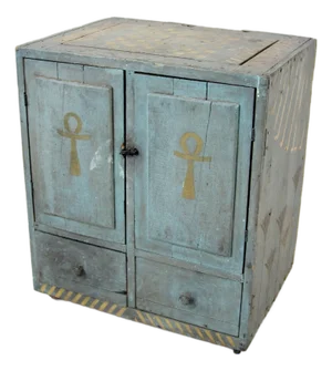 Folk Art Ankh Cabinet From Salvaged Wood, Outsider Art 20th Century