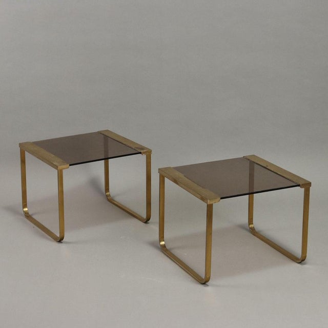 Vintage Bedside Tables in Brass and Smoked Glass, Italy, 1960s, Set of 2 For Sale - Image 10 of 10
