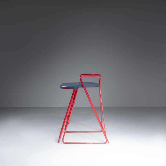 Vintage Navy Velvet Stool For Sale - Image 10 of 11