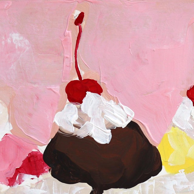 Sunday Funday - Abstract Pastel-Tone Ice Cream Still Life Painting on Paper Original Artwork by Kellie Newsome For Sale - Image 4 of 8