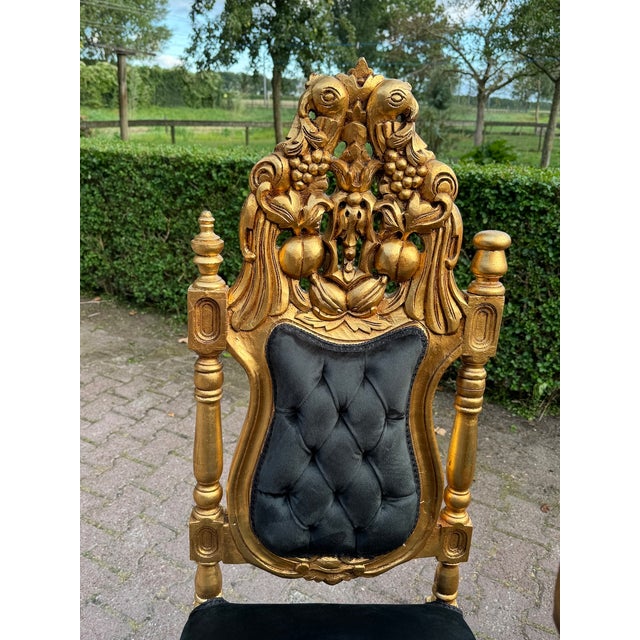 1900 - 1909 c.1900 Italian Rococo Gold Beech Velvet Dining Chairs - Set of 8 Pc For Sale - Image 5 of 18