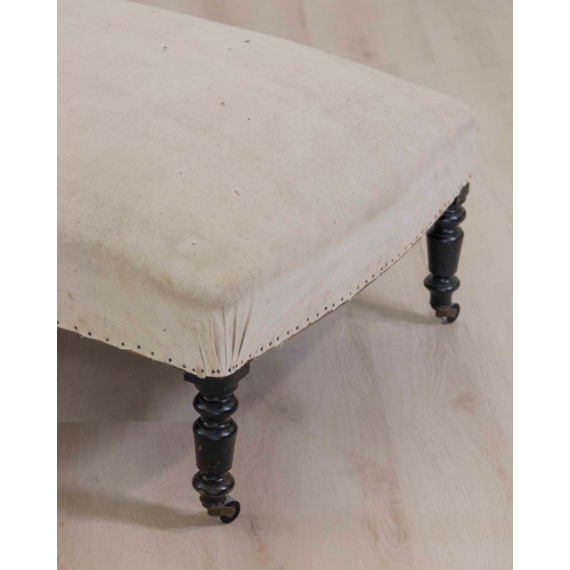 19th Century 19th Century Napoleon III Square Back Armchair with Matching Footstool For Sale - Image 5 of 9