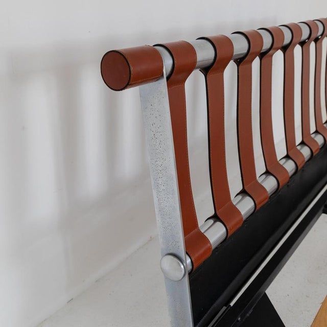 Double Bed in Bulgarian Red Leather and Metal, 1960s For Sale - Image 9 of 10
