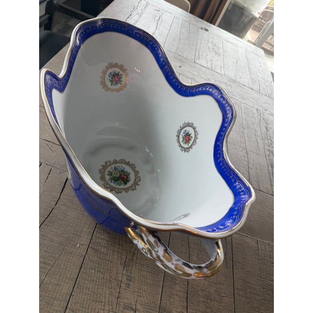 Late 20th Century Oversized Meissen-Style Cobalt Porcelain Wine Cooler For Sale - Image 4 of 7