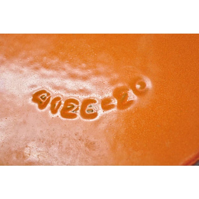 Vintage Descoware Mid Century Modern Cast Iron Orange Enamel Lidded Dutch Oven For Sale - Image 9 of 11