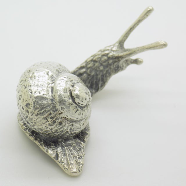 1970s Vintage Italian Genuine Silver 800 Life-Size Snail Figurine by Arezzo Silversmith Ar 100, 1970s For Sale - Image 5 of 13