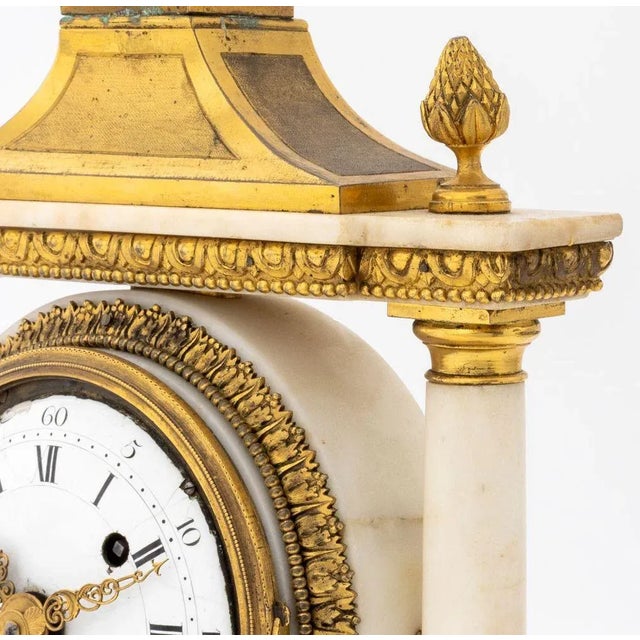 Gold Louis XVI Gilt Bronze and Marble Mantel Clock For Sale - Image 8 of 12