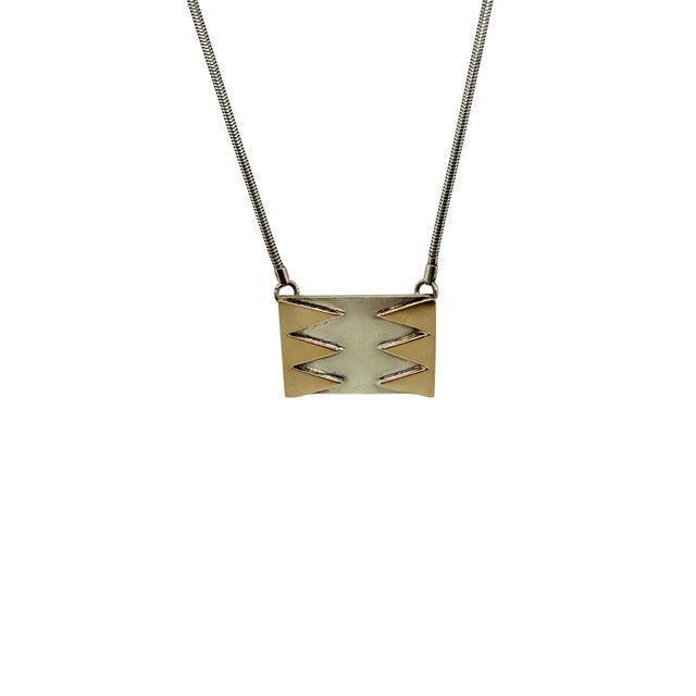 1970s M&j Savitt Modernist Sterling Silver and 14k Gold Pendant Necklace, 1970s-1980s For Sale - Image 5 of 9