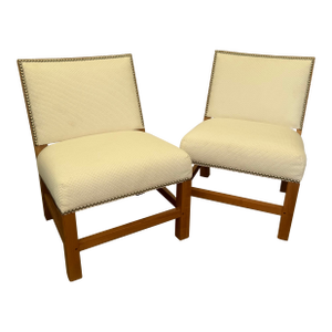 Teak Outdoor Shin Toaster Chair by Lee Industries, Pair
