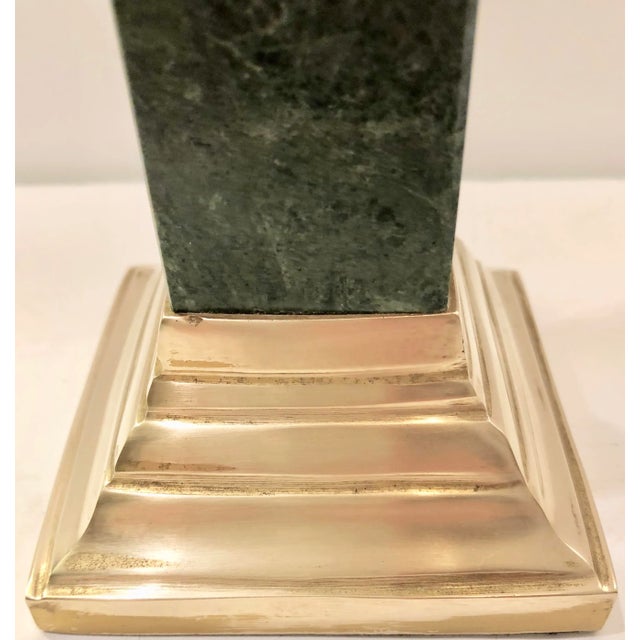 Marble and Brass Candlesticks / 2 For Sale - Image 4 of 6