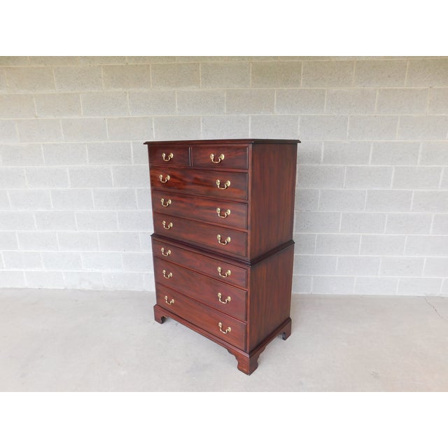 Henkel Harris Mahogany Georgian Style Chest on Chest For Sale - Image 10 of 14