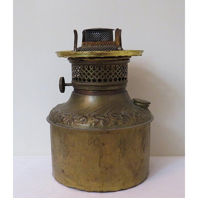 19th C. Oil Kerosene Lamp Base W/ Font Gone With the Wind Banquet Antique Victorian Morning Glories For Sale - Image 4 of 8