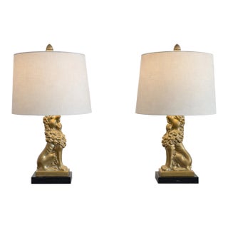 1950s Mid Century Modern Lion Lamps - a Pair For Sale