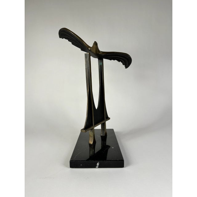 Mid-Century Modern 1980s Brass and Marble Sculpture of the Golden Gate Bridge - Signed Mk Shannon For Sale - Image 3 of 7