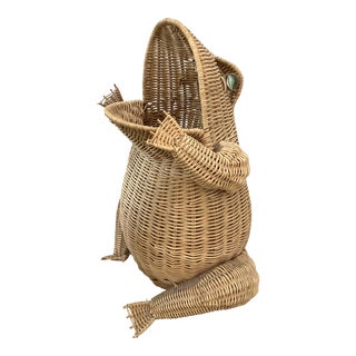 1970’s Vintage Wicker Frog Basket For Sale