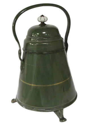 Late 20th Century Green Metal Pot With Handle