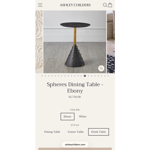 Wood Ashley Childers for Global Views “Spheres” Ebony Drink Table For Sale - Image 7 of 7