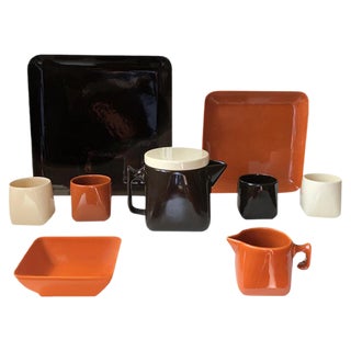 Ceramic Tea Service by Nanna Ditzel for Søholm, 1970s, Set of 9 For Sale