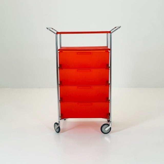 Metal Mobil Storage Unit in Orange PMMA and Chrome by Antonio Citterio for Kartell, Italy, 1990s For Sale - Image 7 of 17