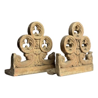 Neo-Gothic Terracotta Ornaments, Set of 2 For Sale