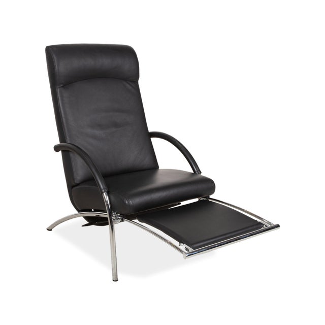 Modern Rocky Lounge Chair in Black Leather from IP Design For Sale - Image 3 of 18