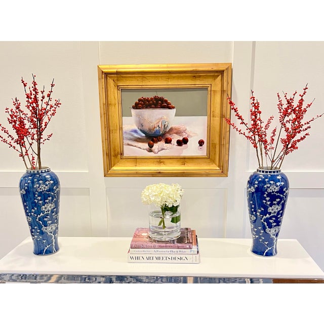 Wood Late 20th Century Original Oil Still Life Painting “The Chinese Bowl” — Chinoiserie Porcelain, Giltwood Frame Signed Adamo For Sale - Image 7 of 11