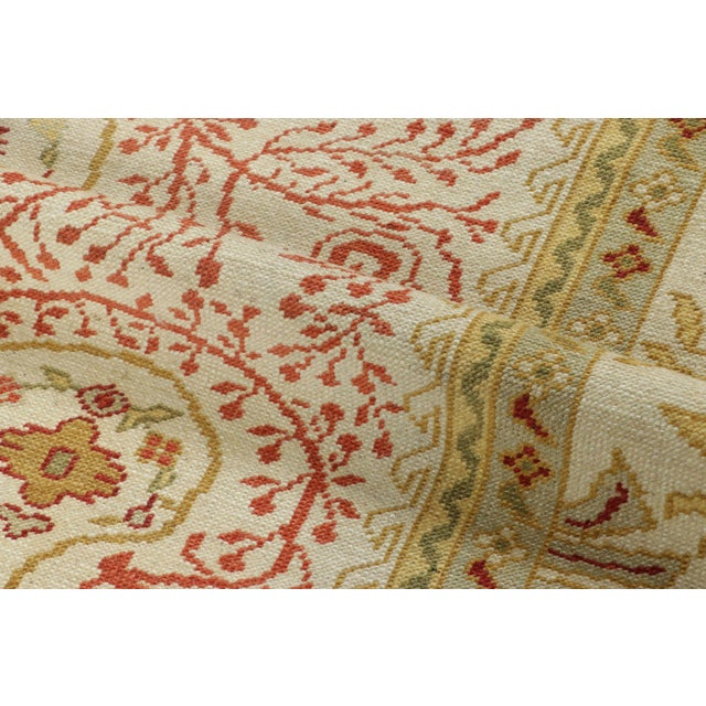 Vintage Oushak Rug in Bright Cream Field and Pink Paisley Florals For Sale In New York - Image 6 of 7