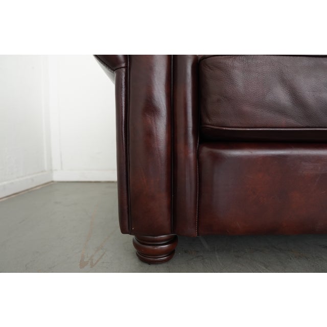 Bassett Roll Arm Leather Sofa For Sale - Image 11 of 14