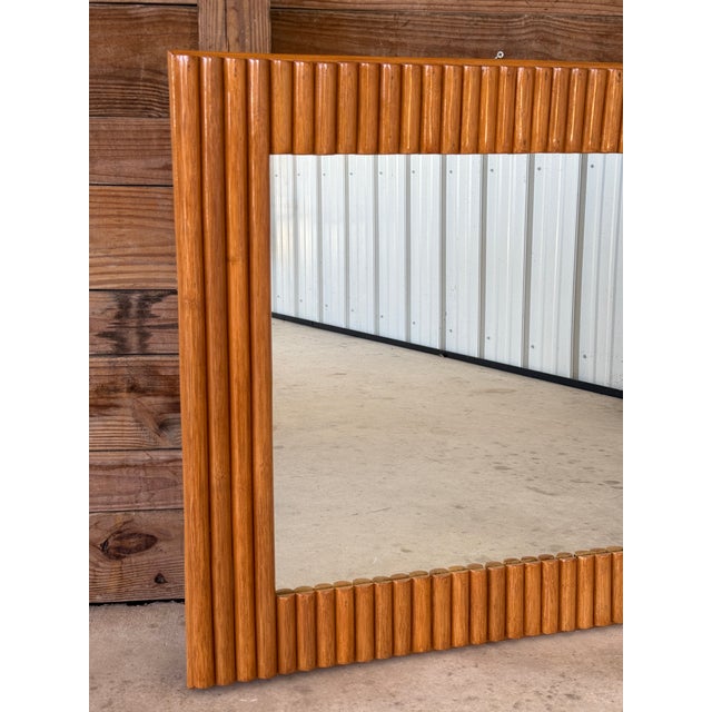 Mid-20th Century Organic Modern Restored Rattan Wall Mirror Manner of Paul Frankl For Sale - Image 9 of 12