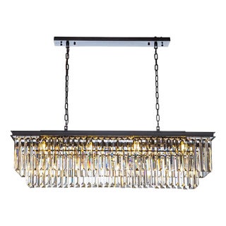 Aloadecor 12-Light Modern Fringe Crystal Chandelier for Dining Room With Crystal Accents For Sale