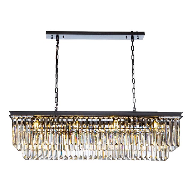 Aloadecor 12-Light Modern Fringe Crystal Chandelier for Dining Room With Crystal Accents For Sale