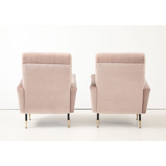 Amazing pair of 1960's modernist Italian lounge chairs in the style of Marco Zanuso, fully restored and re-upholstered in...