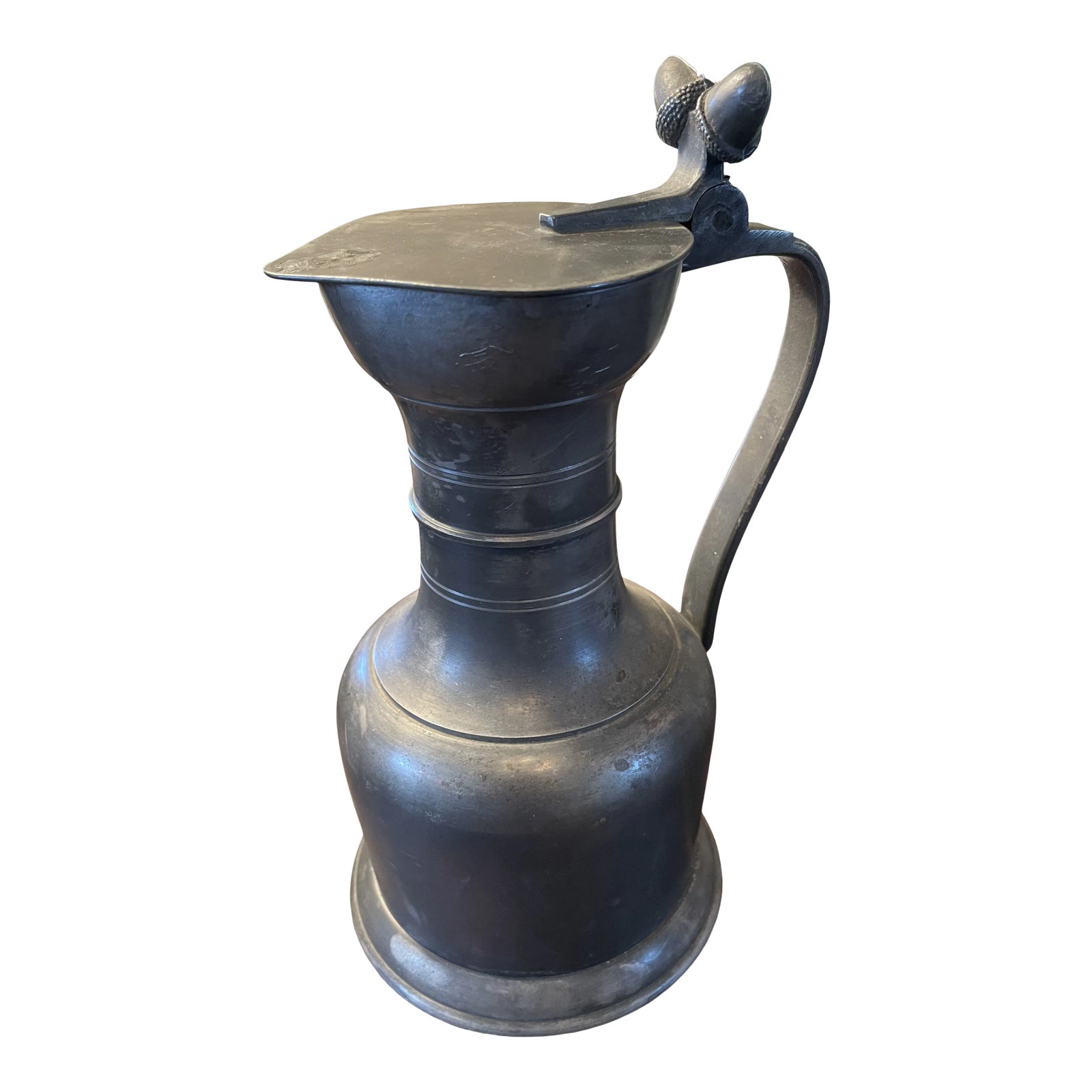 18th Century French Pewter Tappit Hen Measure Lidded Tankard with Acorn ...