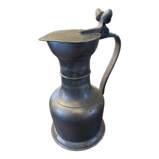 18th Century French Pewter Tappit Hen Measure Lidded Tankard with Acorn Thumb Piece For Sale