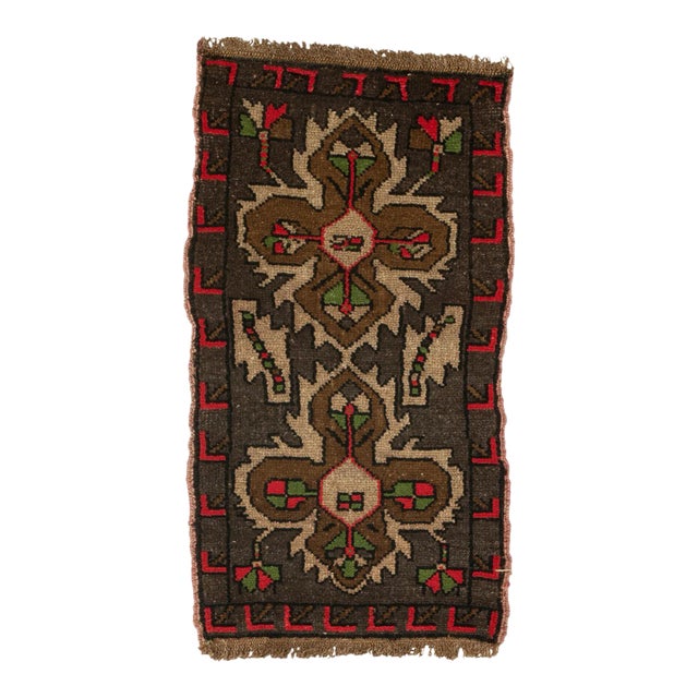 Vintage Mid Century Hand-Knotted Rug For Sale