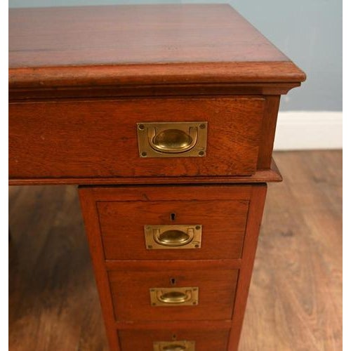 Military Campaign Pedestal Desk in Mahogany, 1880 For Sale - Image 11 of 15