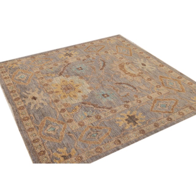 Brown 21st Century Modern Square Sultanabad Rug 6 X 6 For Sale - Image 8 of 9