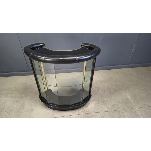 Black Hollywood Regency Bar with Stools, Italy, 1970s, Set of 4 For Sale - Image 8 of 12