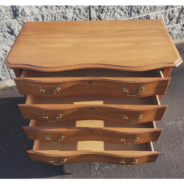 Late 20th C. Kincaid Chippendale Solid Oak Chest of Drawers For Sale - Image 9 of 11