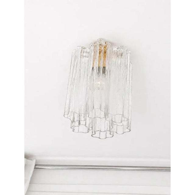 Luxury italian flush mount with transparent “tronchi” murano glass . scenographic flush mount in a bath of 24k gold. all...