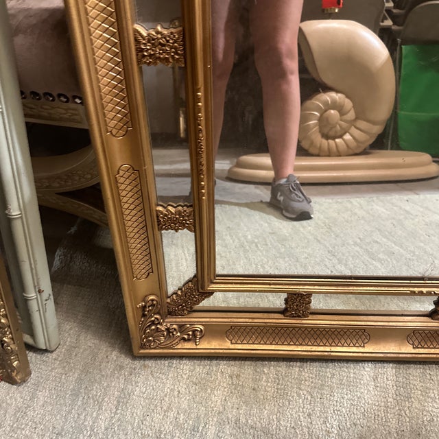 Mid-Century Modern Vintage Gold Detailed Rectangular Wall Mirror For Sale - Image 3 of 6